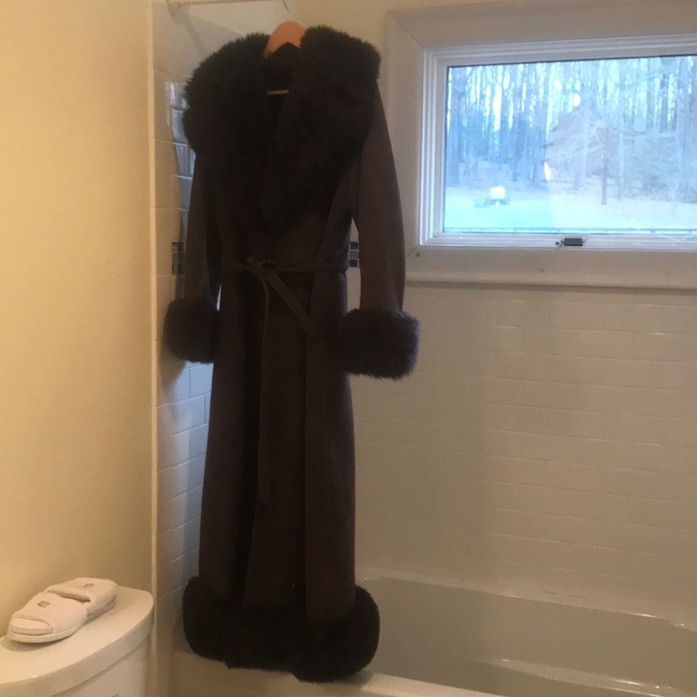 Full length shearling coat
